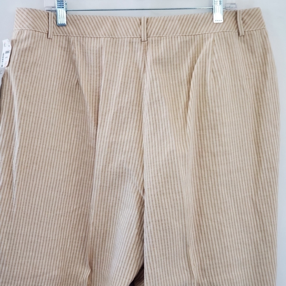 NEW Linen Cotton Striped Plus Size Pants Size 16W Kasper Ankle Trousers Office - Picture 5 of 12